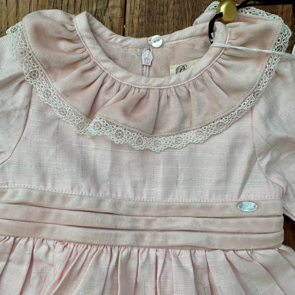 NWT Piccola Speranza Baby Doll Dress Soft Pink Girls Size 9 Months H - Picture 3 of 9